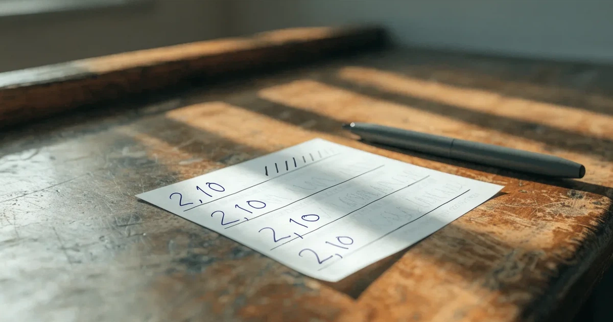 Una schedina con diverse selezioni segnate a penna su un bancone di legno