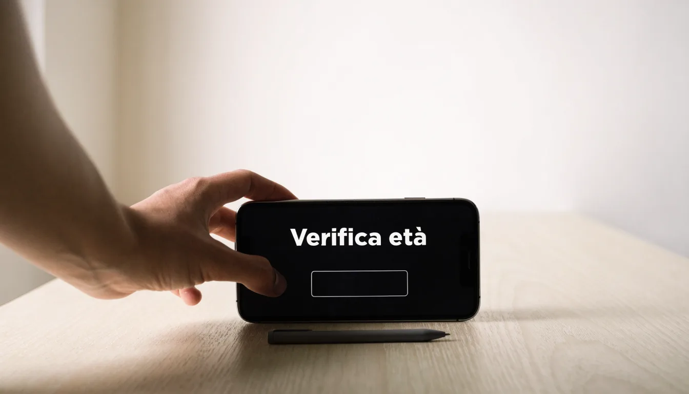 Un foglio di concessione in carta con un timbro rosso, appoggiato su una scrivania di legno accanto a una penna